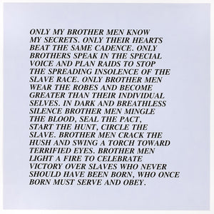 Jenny Holzer, Only My Brother Men Know from Inflammatory Essays 1979-1982, 1993/2018