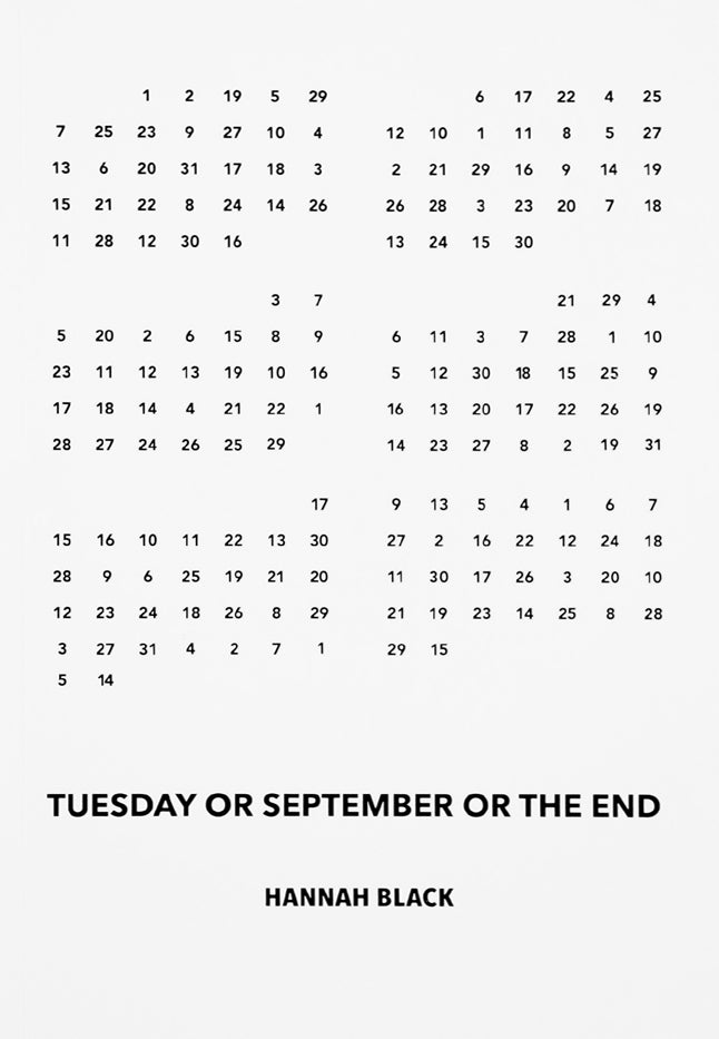 Hannah Black: Tuesday or September or The End